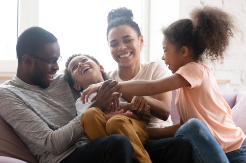 family playing together