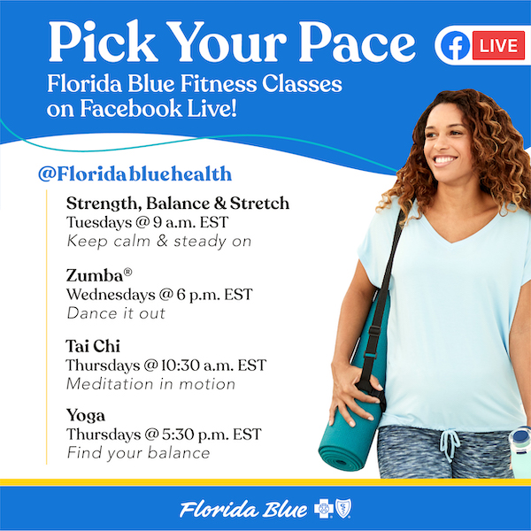promo for live fitness classes on Facebook
