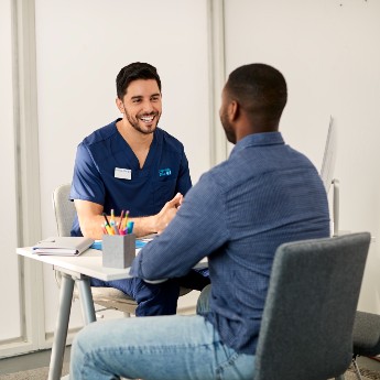 Florida Blue nurse with client