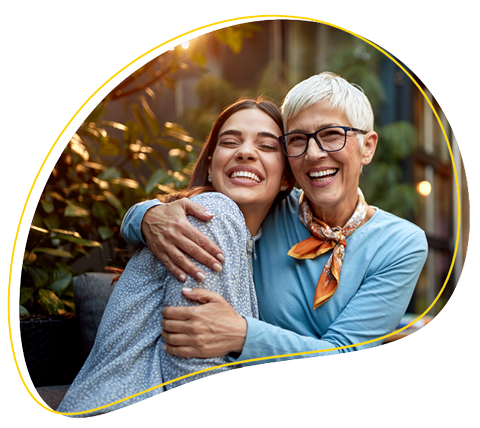 Mother and daughter embracing