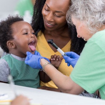 Toddler getting health check